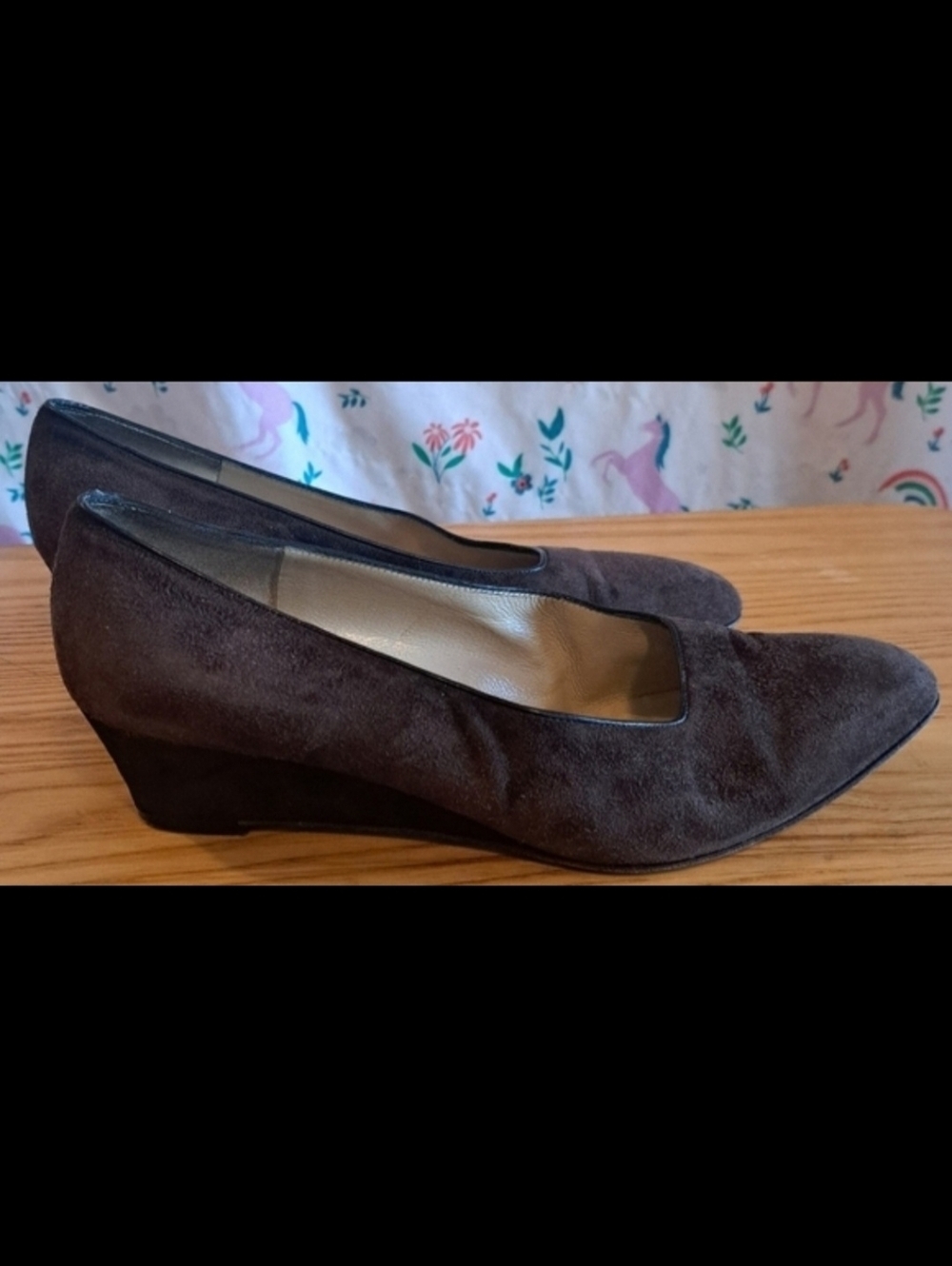 Vintage Salvatore Ferragamo Mocha Suede Boho Wedge Heel Shoe SZ 5.5B